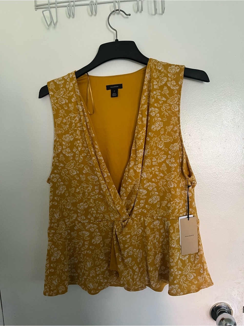 Halogen Mustard Yellow Floral Tie-Front Camisole